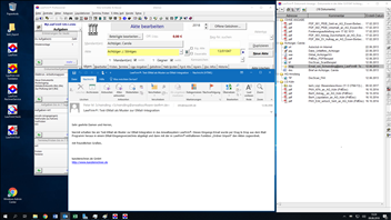Windows Server 2019 Anwaltssoftware Labortests - LawFirm Professional - Dokumentenviewer (rechts) mit einem geffneten E-Mail, hier in Outlook 2010 (aus dem Integrationstest mit den Windows Server 2019 Anzeigefunktionen fr verschiedene Dateitypen)